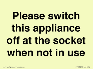 Please switch this appliance off at the socket when not in use
